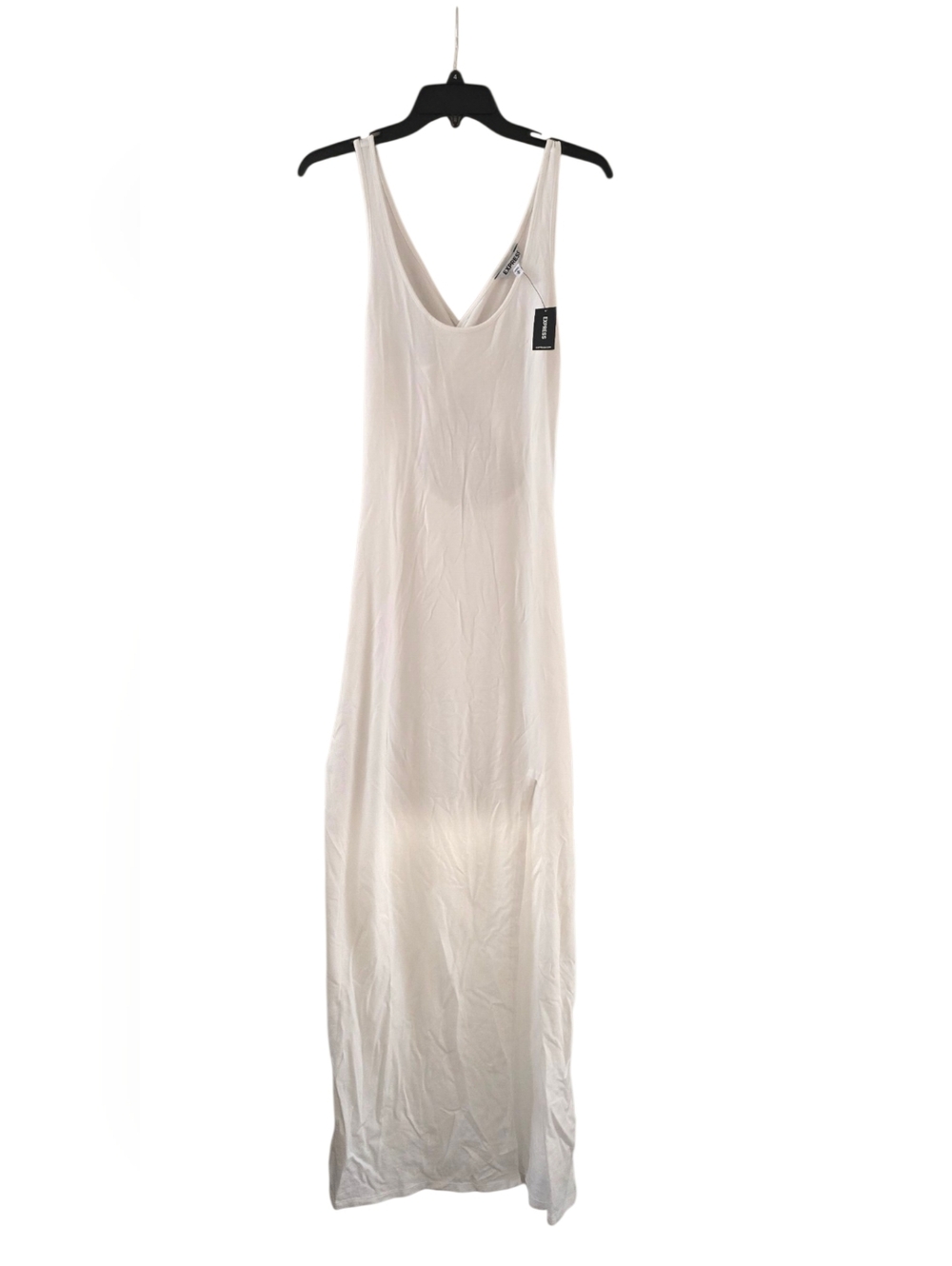 NWT Express White Maxi Dress Open Back Cutout Side Slit